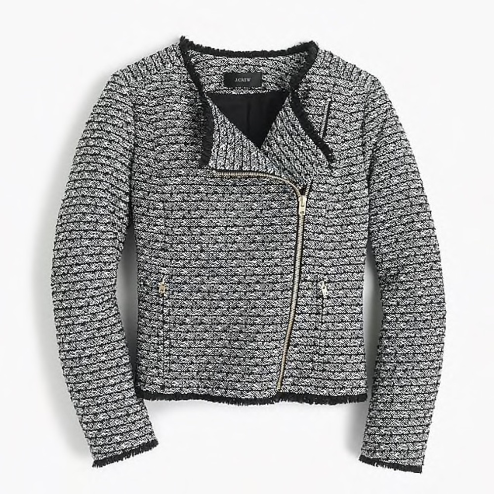 MOVING, MUST GO⚡️J. Crew Zip Jacket in Fringy Tweed